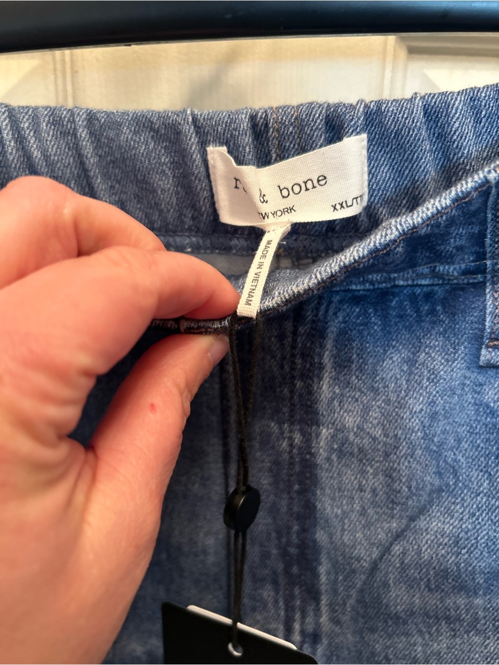 NWT Rag & Bone Miramar Medium Blue Denim PrintedTerry Pull On Shorts. Size XXL. - Picture 5 of 9